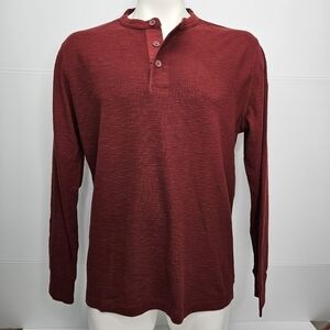 Timberland Thermal Henley Shirt Mens XL Burgundy Red Long Sleeve Casual